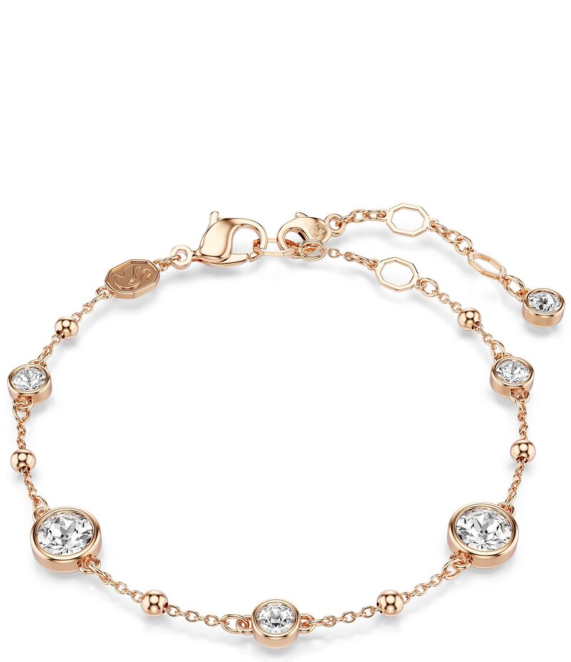 スワロフスキー レディース アクセサリー ブレスレット・バングル・アンクレット Swarovski Imber Round Cut Adjustable Line Bracelet Rose Gold/Crystal ゴールド