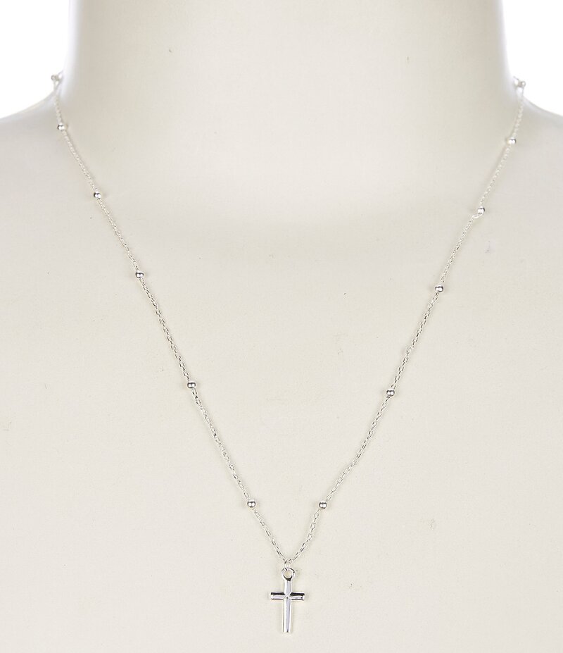アルジェントヴィーヴォ レディース アクセサリー ネックレス・チョーカー レース Argento Vivo Cross Beaded Short Pendant Necklace Silver シルバー
