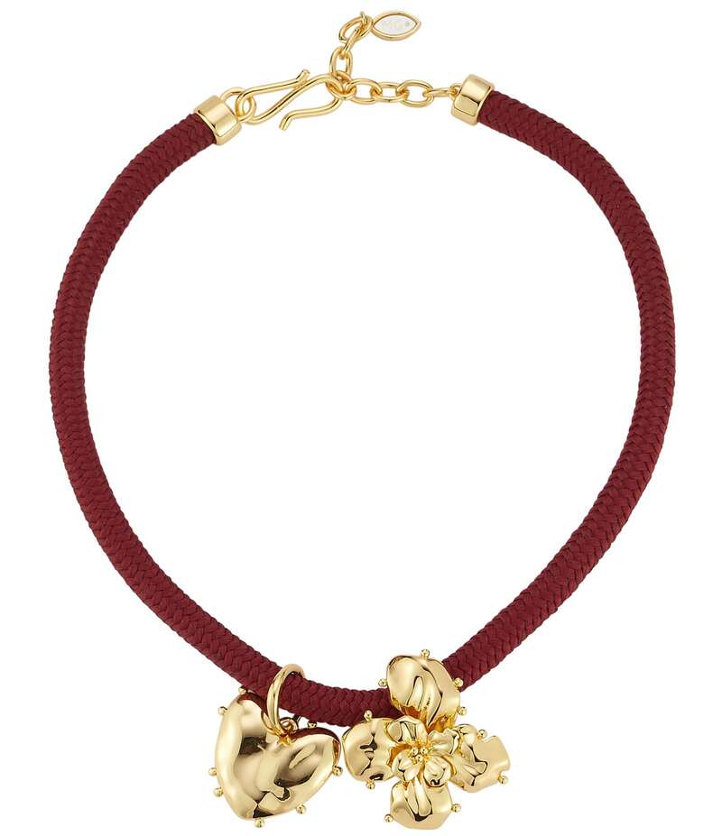 ミグノンガーヴィガン レディース アクセサリー ネックレス・チョーカー レース Mignonne Gavigan Lelani Corded Flower and Heart Pendant Statement Necklace Maroon マルーン
