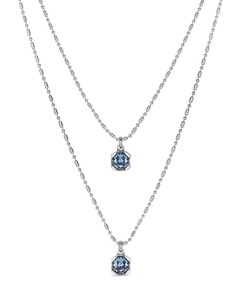 ウノデ 50 レディース アクセサリー ネックレス・チョーカー レース UNOde50 Charismatic Collection Aura Blue Crystal Sterling Silver Short Multi-Strand Necklace Silver/Blue ブルー