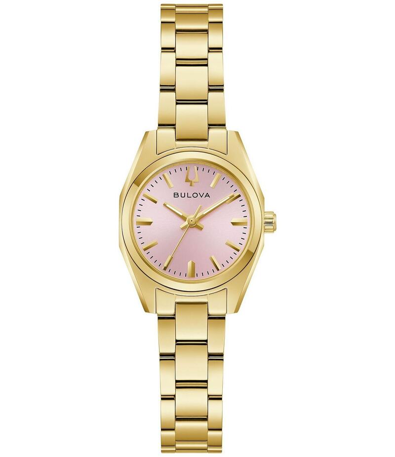 ブロバ レディース アクセサリー 腕時計 Tシャツ Bulova Women's Surveyor Three Hand Gold Tone Stainless Steel Bracelet Watch Gold ゴールド