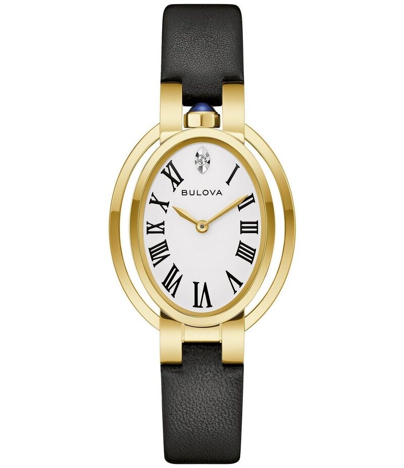 ブロバ レディース 付属品 ウオッチ なめし革 Bulova Women\u0027s Ruaiyat Ella Two Hand Black Leather Strap Watch Black 黒いこと