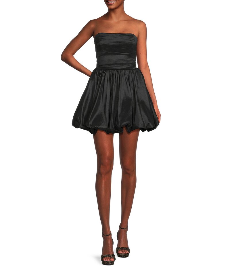 ビーダーリン レディース トップス ワンピース プリーツ ストラップレス B. Darlin Strapless Pleated Bubble Dress Black ブラック｜ReVida 店