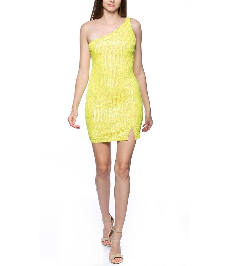 ジャンプ レディース トップス ワンピース ボディコンワンピース Jump One Shoulder Bodycon Dress Yellow イエロー