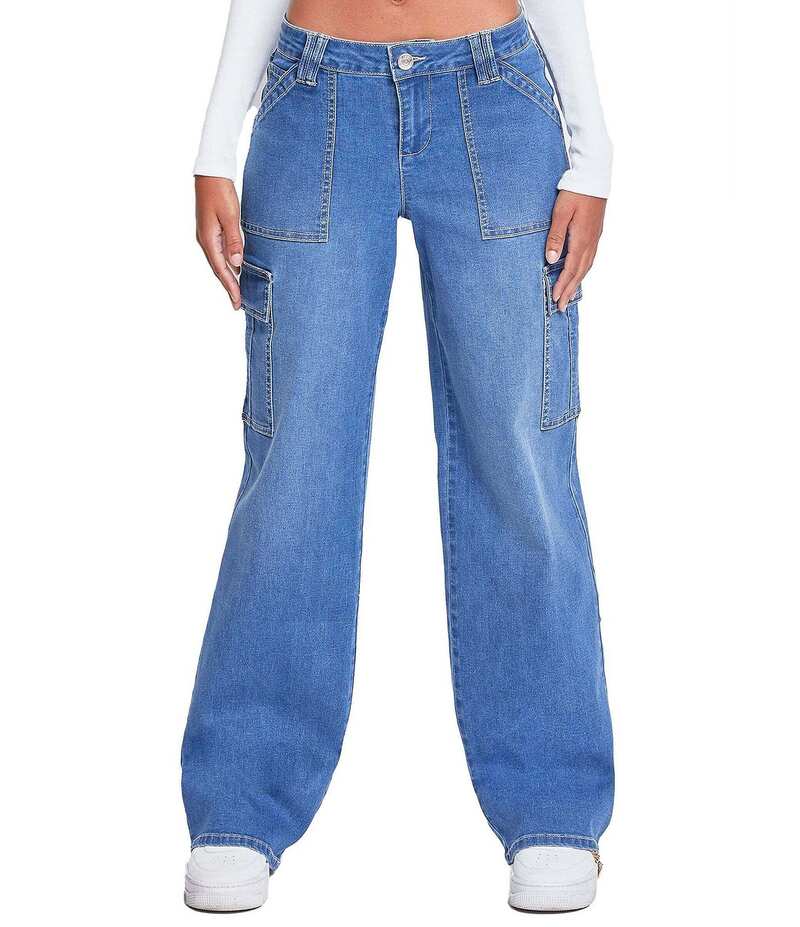 YMI ジーンズ レディース ボトムス デニムパンツ ローライズ ジーンズ YMI Jeanswear Low Rise Relaxed Cargo Jeans Medium Blue ブルー