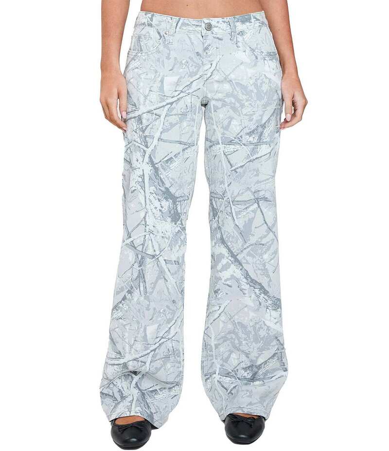 YMI デニム レディース ボトムス 心地好いズボン下 毛の荒物柄 ローライズ 刷り上げる ズボン下 YMI Jeanswear Low Rise Loose Animal Print Pants Grey 薄墨色