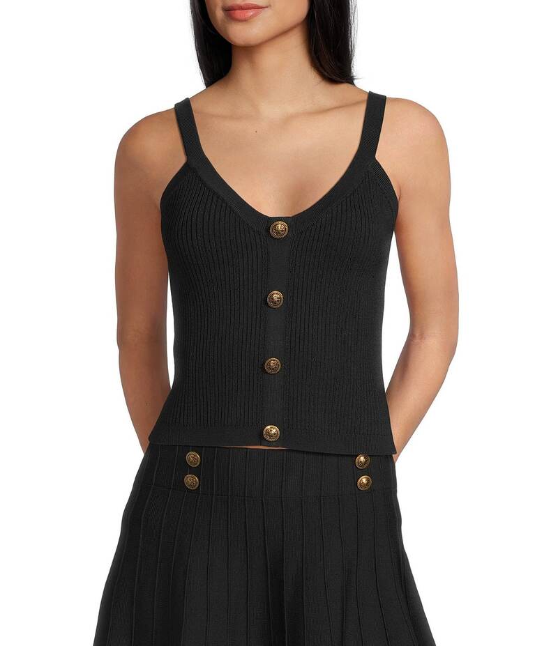 ゲス レディース トップス シャツ セーター ノースリーブ Guess Emmie Sleeveless Sweater Coordinating Tank Top Jet Black ブラック