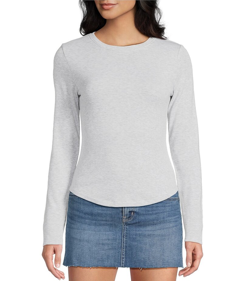 カッパーキー レディース トップス Tシャツ Copper Key Curved Hem Brushed T-Shirt Heather Grey グレー