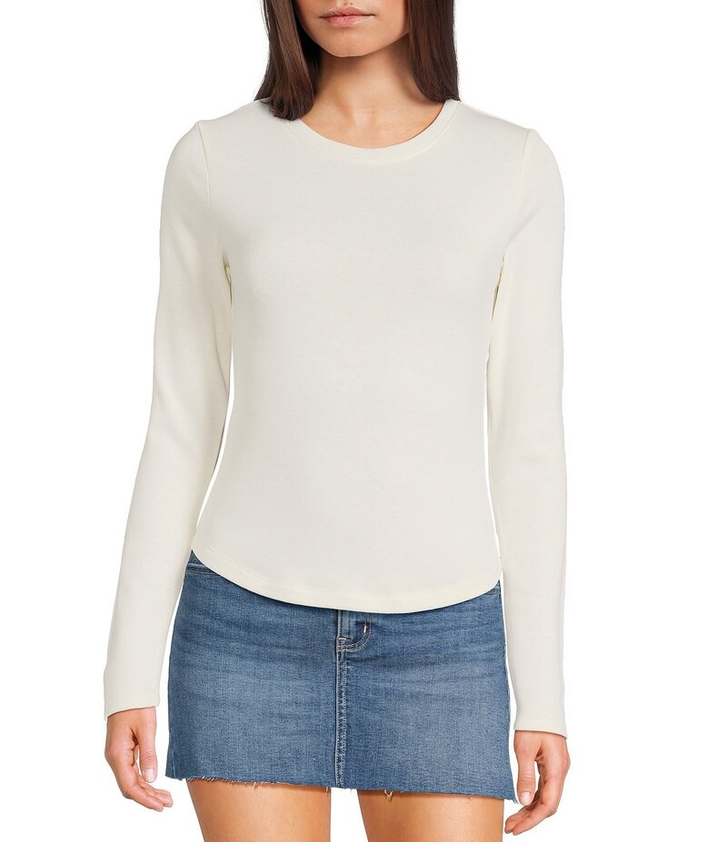 カッパーキー レディース トップス Tシャツ Copper Key Curved Hem Brushed T-Shirt Ivory アイボリー