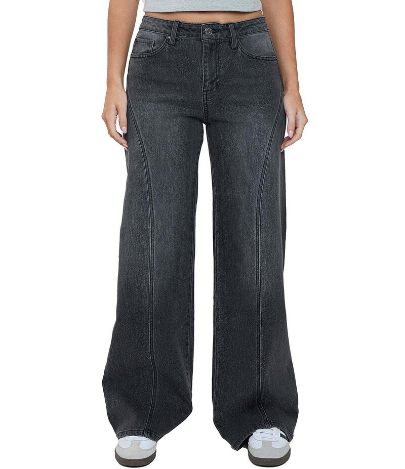 YMI ジーンズ レディース ボトムス デニムパンツ ワイドレッグ ジーンズ YMI Jeanswear Bella Seam Detail Wide Leg Jeans Black ブラック 15,525円