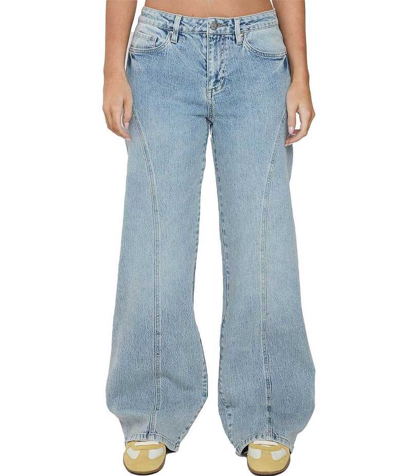 YMI ジーンズ レディース ボトムス デニムパンツ ワイドレッグ ジーンズ YMI Jeanswear Bella Seam Detail Wide Leg Jeans Washed Blue ブルー