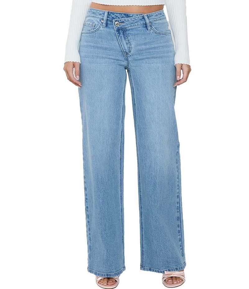 YMI デニム レディース ボトムス ジーンズズボン下 ワイドレッグ 非相称 デニム YMI Jeanswear Luxe Bella Asymmetrical Wide Leg Jeans Light Blue 青色 ボトムス-レディースファッション-パンツ