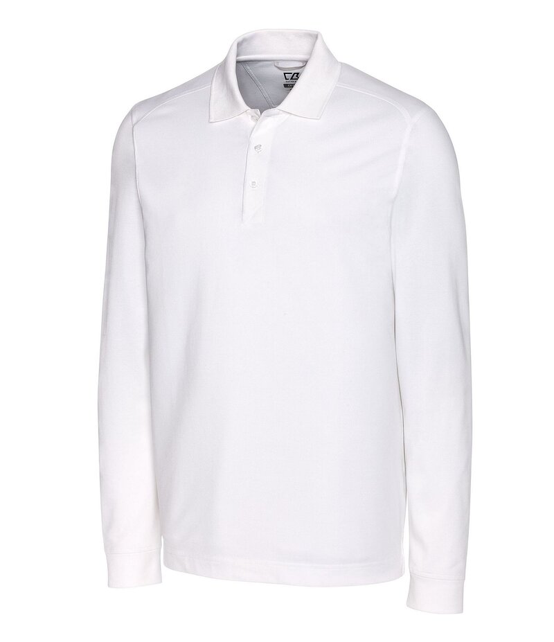 カッターアンドバック メンズ トップス シャツ ポロシャツ トール 長袖 Cutter & Buck Big & Tall Advantage Tri-Blend Pique Performance Stretch Long-Sleeve Polo Shirt White ホワイト