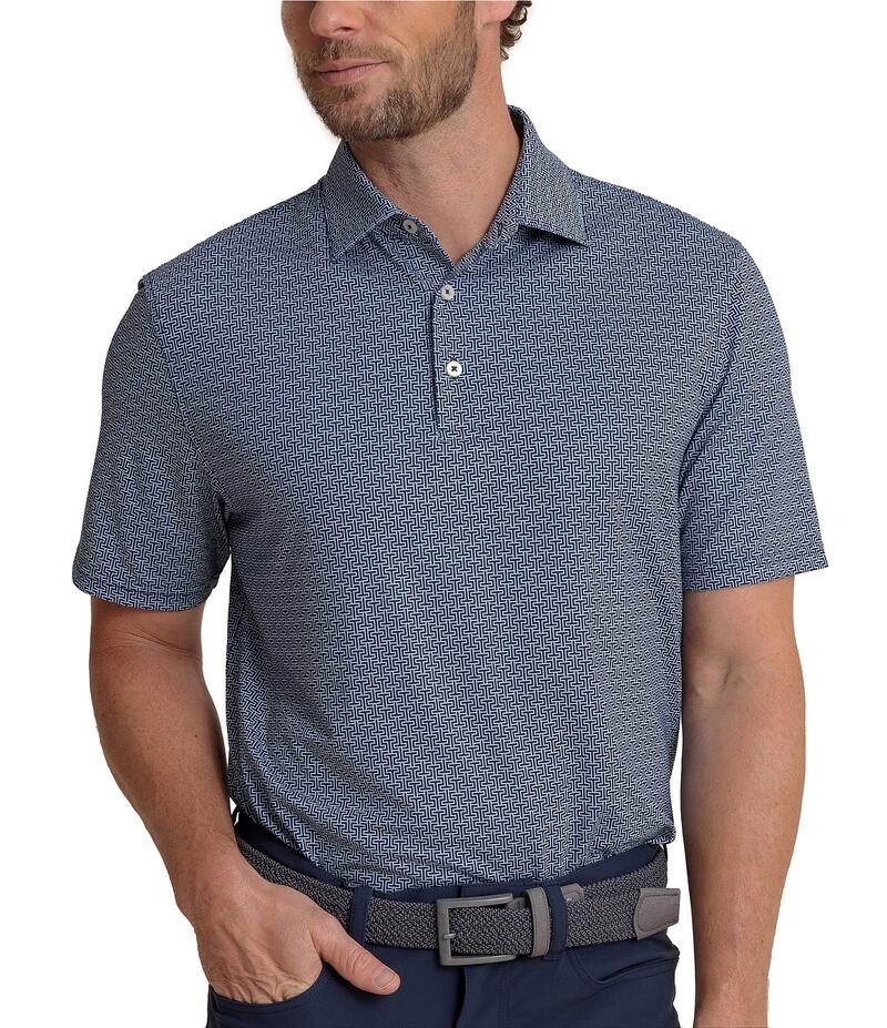 サウザーンタイド メンズ トップス シャツ ポロシャツ プリント Southern Tide Driver Geo Print Short Sleeve Polo Shirt Dress Blue ブルー