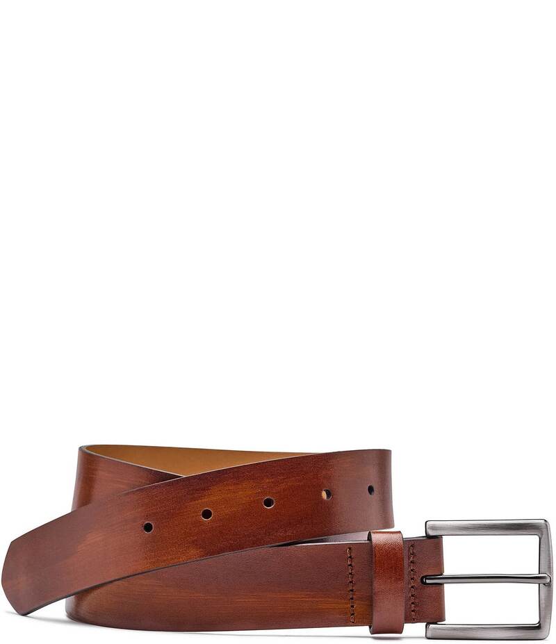 ジョンストンアンドマーフィー メンズ 付属品 胴締め なめし革 Johnston \u0026 Murphy Men\u0027s HandSained Flat-Edge Leather Belt Brown 赤銅色