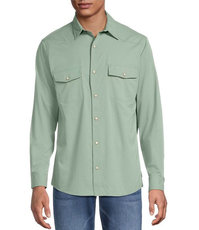ラウン メンズ トップス シャツ トール Rowm Rec + Relax Big & Tall Long Sleeve Solid Western Shirt Green グリーン