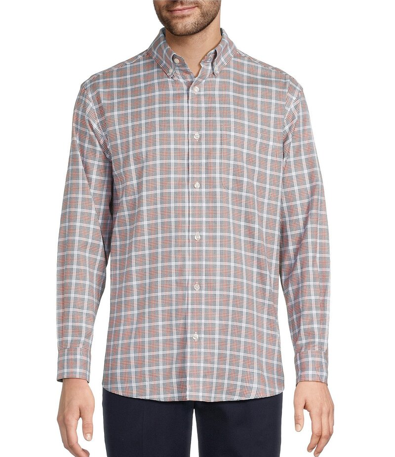 ラウンドトゥリーアンドヨーク メンズ トップス シャツ オックスフォード トール Roundtree & Yorke Big & Tall Long Sleeve Medium Plaid Oxford Sport Shirt White ホワイト