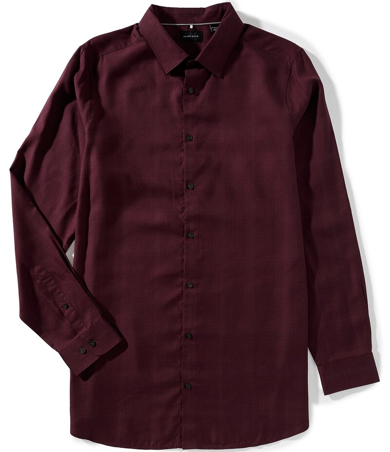 ペリーエリス メンズ トップス シャツ トール Perry Ellis Big & Tall Plaid Tencel Long Sleeve Woven Shirt Zinfandel チェック