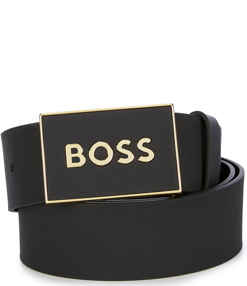 ヒューゴボス メンズ アクセサリー ベルト Hugo Boss Boss Icon Plaque Belt Black ブラック