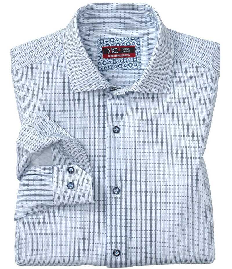 ジョンストンアンドマーフィー メンズ トップス シャツ プリント Johnston & Murphy XC4 Grid Print Long Sleeve Woven Shirt White/Navy Grid ホワイト