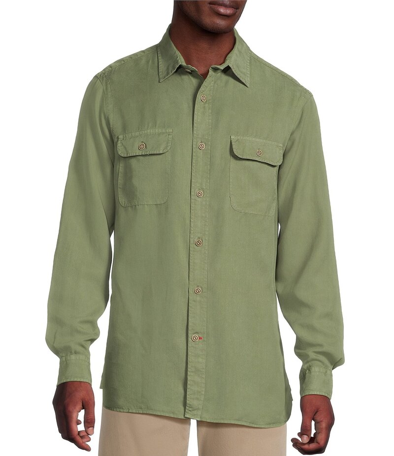 ダニエル クレミュ メンズ トップス シャツ Cremieux Blue Label Garment Dyed Twill Long Sleeve Woven Shirt Four Leaf Clover ブルー｜ReVida 店
