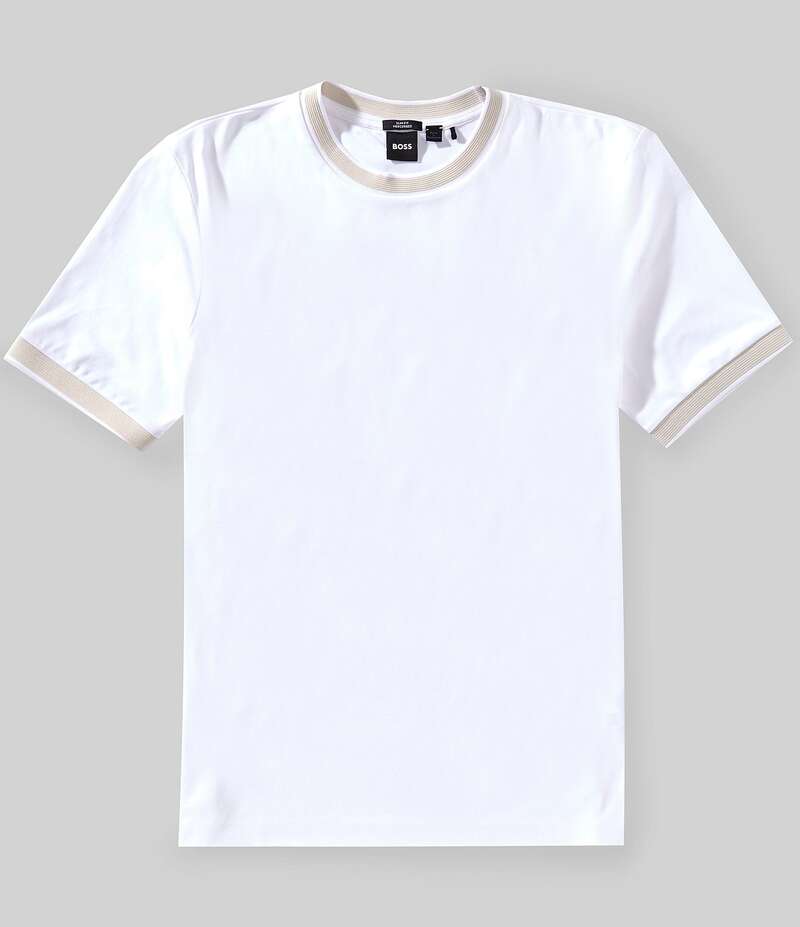 ヒューゴボス メンズ トップス プルオーバー か細い填まる プルオーバー Hugo Boss BOSS Slim Fit H-Tessler Short Sleeve T-Shirt White 白いこと
