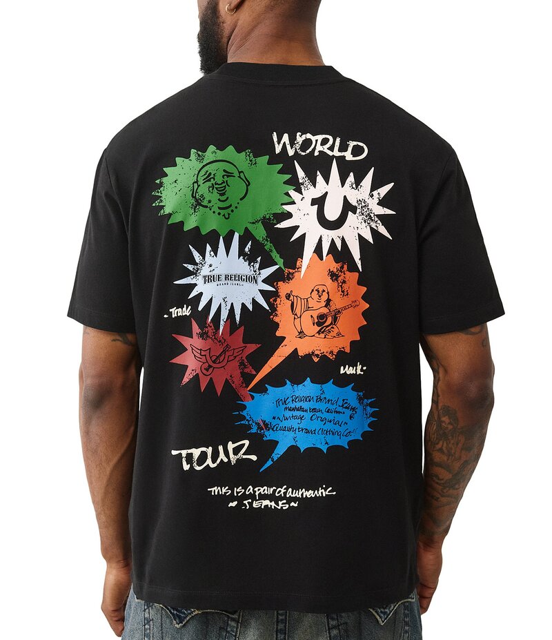 トゥルーレリジョン メンズ トップス シャツ Tシャツ True Religion Speech Bubble Short Sleeve T-Shirt Jet Black ブラック