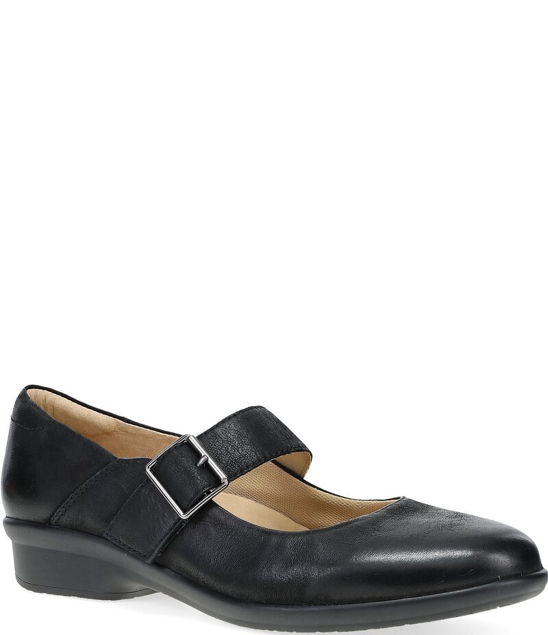 ダンスコ レディース シューズ パンプス なめし革 Dansko Collette Burnished Nubuck Leather Mary Janes Black 黒いこと