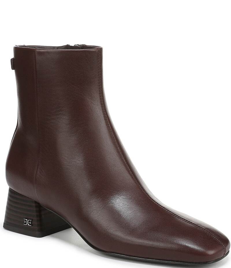 サムエデルマン レディース シューズ ブーツ・レインブーツ レザー Sam Edelman Paige Leather Square Toe Dress Booties Spiced Pecan|ReVida 店