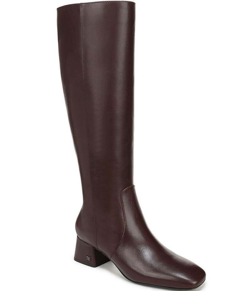 サムエデルマン レディース シューズ ブーツ・レインブーツ トール ブーツ レザー Sam Edelman Porter Leather Square Toe Tall Dress Boots Black ブラック｜ReVida 店