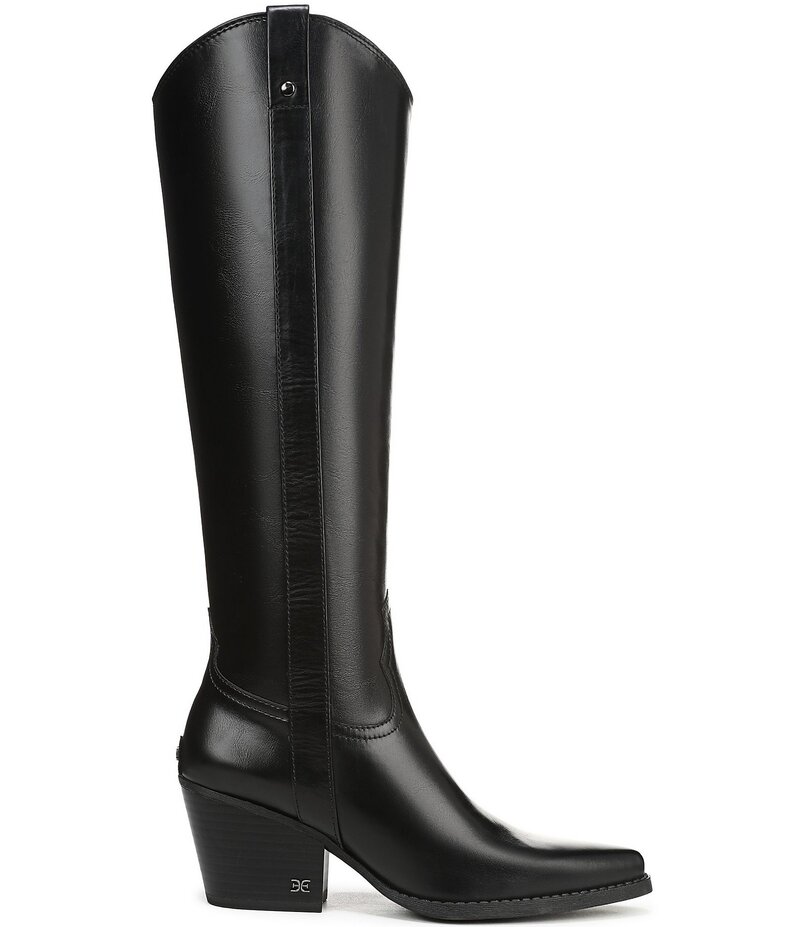 サムエデルマン レディース シューズ ブーツ・レインブーツ トール ブーツ レザー Sam Edelman Wyatt Leather Point Toe Tall Western Boots Black ブラック