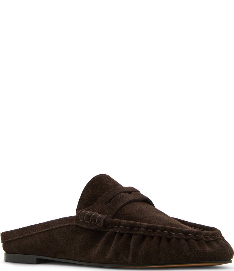スティーブ マデン レディース シューズ パンプス スエードクロス 置き目毛革 Steve Madden Rafe Suede Penny Loafer Mules Chocolate Brown 赤銅色
