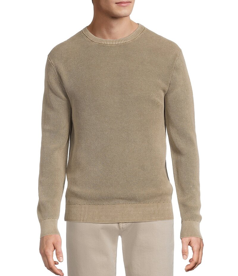 ラウン メンズ アウター ニット・セーター クルーネック セーター Rowm Long Sleeve Waffle Crew Neck Sweater Brown ブラウン|ReVida 店
