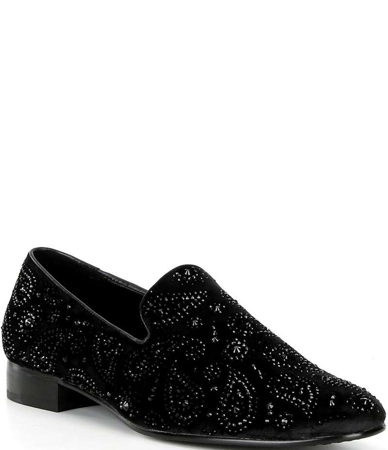 カートジェイガーロンドン メンズ シューズ スリッポン・ローファー ローファー Kurt Geiger London Men's Ace Crystal Studded Paisley Slip On Loafers Black ブラック