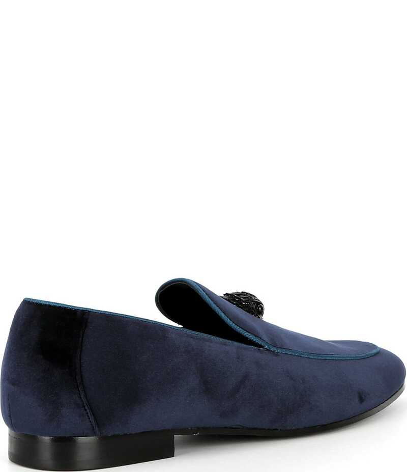 カートジェイガーロンドン メンズ シューズ スリッポン・ローファー ベルベット ローファー ロゴ Kurt Geiger London Men's Hugh Velvet Logo Ornament Loafers Navy ネイビー