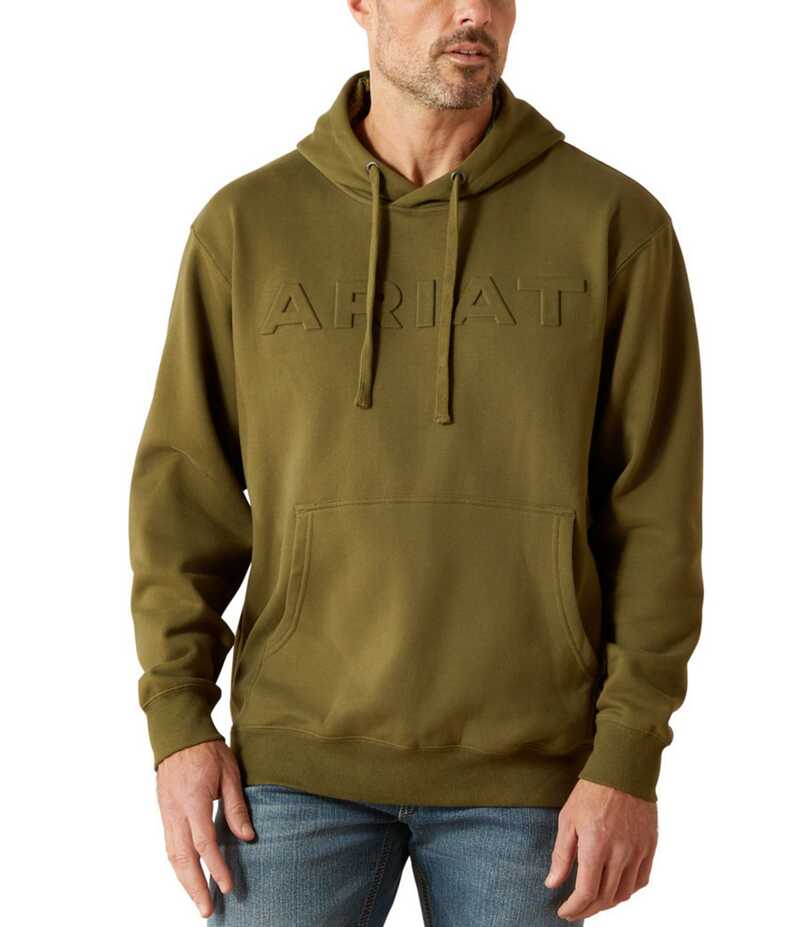 アリアト メンズ アウター パーカー・スウェット ロゴ フリース パーカー Ariat Embossed Logo Long Sleeve Fleece Hoodie Green グリーン