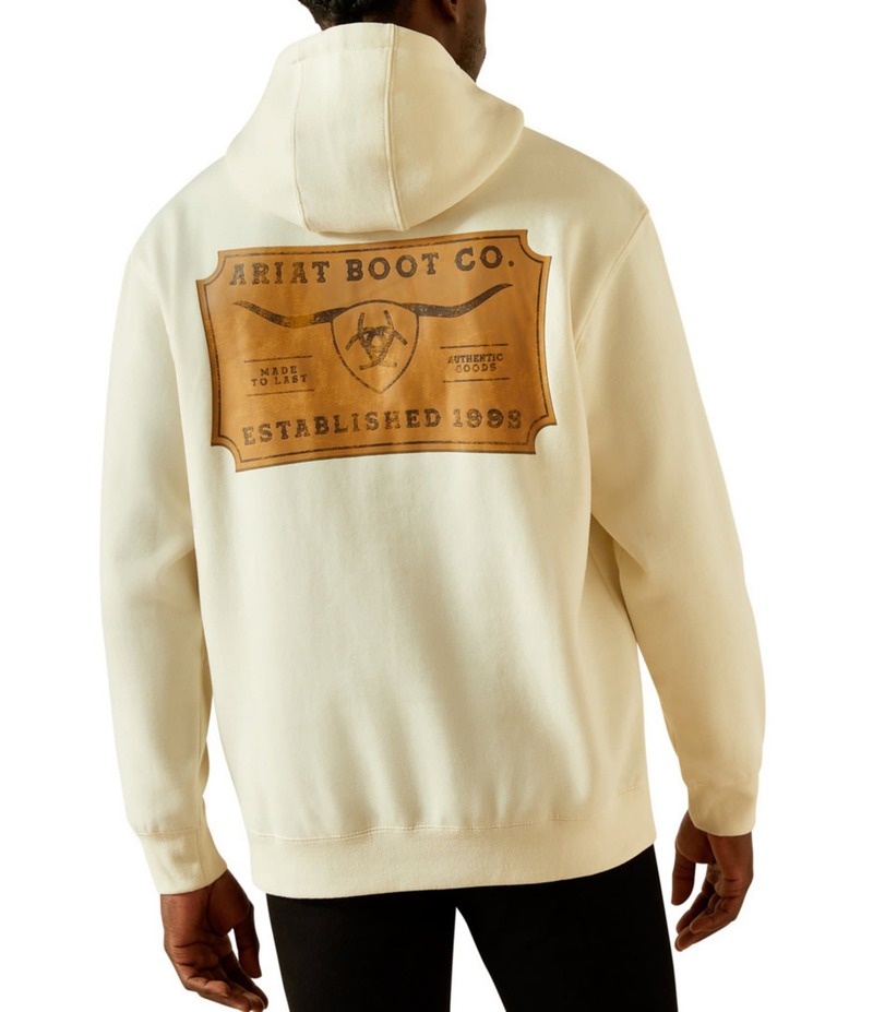 アリアト メンズ アウター パーカー・スウェット Tシャツ ロゴ フリース パーカー Ariat Steerhead Logo Long Sleeve Fleece Hoodie Beige/Khaki カーキ