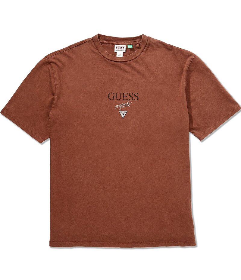 ゲス メンズ トップス シャツ プリント Tシャツ ロゴ 長袖 Guess Originals Printed Baker Logo Long-Sleeve T-Shirt Light Brown ブラウン