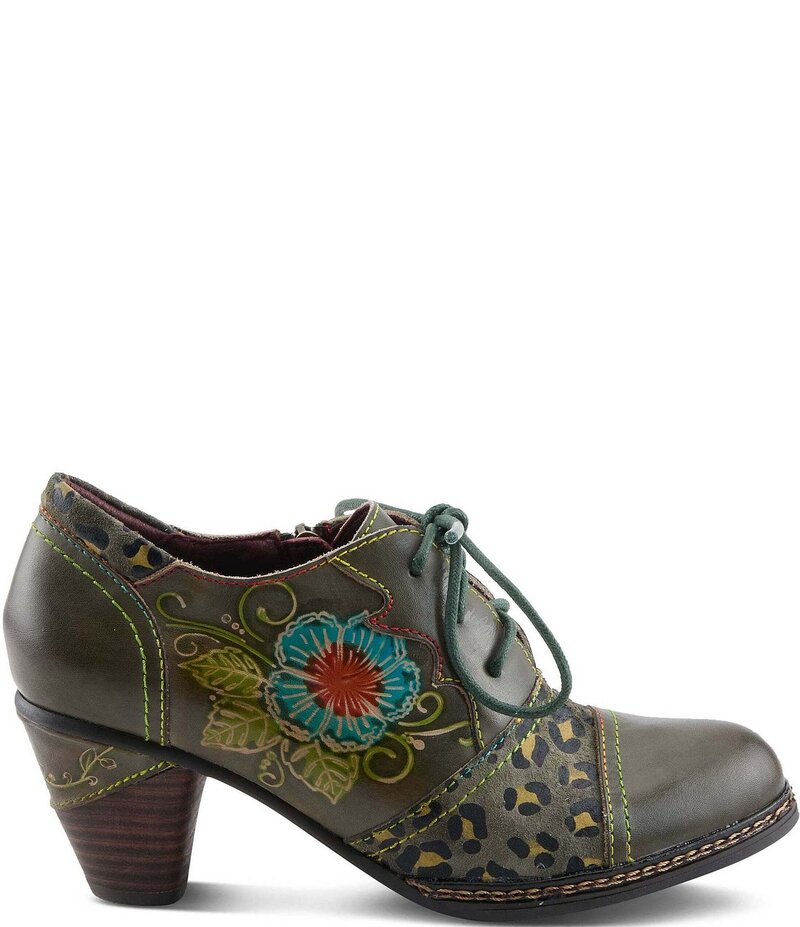 ラリティステ レディース シューズ オックスフォード フラワー柄 Tシャツ レザー フラワー L'ARTISTE Hunteera Leather Floral Embossed Oxford Pumps Olive Multi オリーブ
