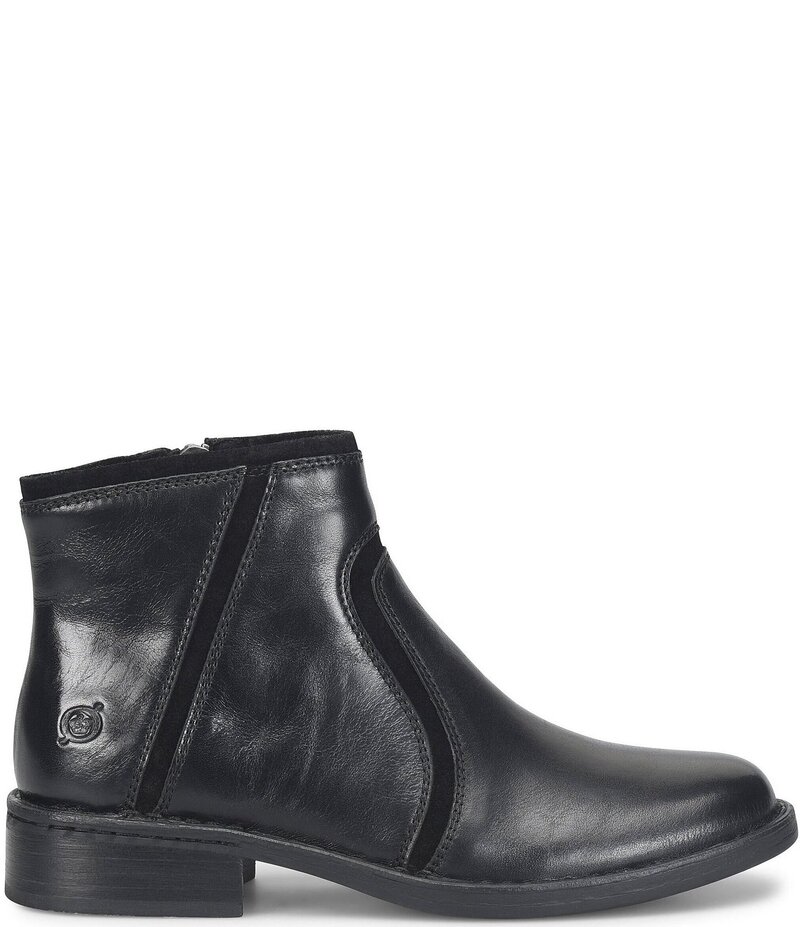 ボーン レディース シューズ ブーツ・レインブーツ レザー Born Cincy Leather Booties Black Combo ブラック