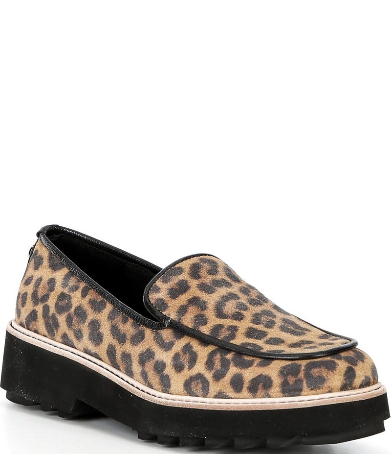 ドナルドプリネール レディース シューズ オックスフォード プラットホーム スエードクロス 置き目毛革 Donald Pliner Peggi Leopard Suede Platform Lug Loafers Leopard 毛の荒物 靴-ローファー