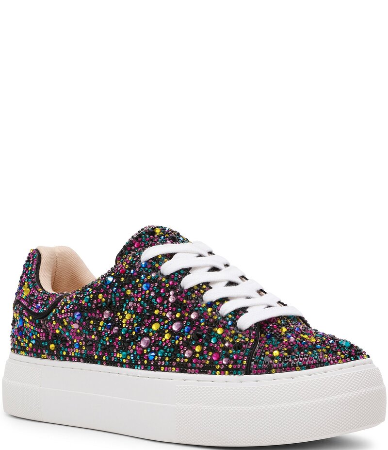 ベッツィジョンソン レディース ボトムス 心地好いズボン下 プラットホーム スニーカー Blue by Betsey Johnson Sidny Multi Rhinestone Platform Sneakers Black/Multi 黒いこと ボトムス-パンツ-レディースファッション