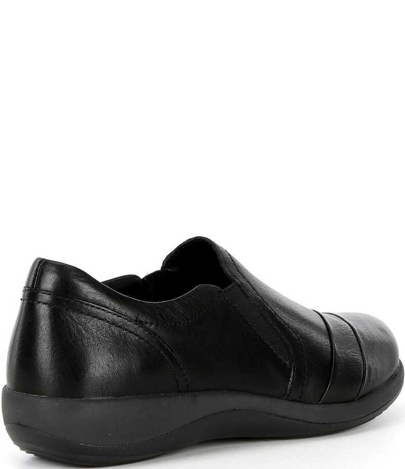エイトレックス レディース シューズ スニーカー なめし革 Aetrex Helena Leather Slip On Sneakers Black 黒いこと