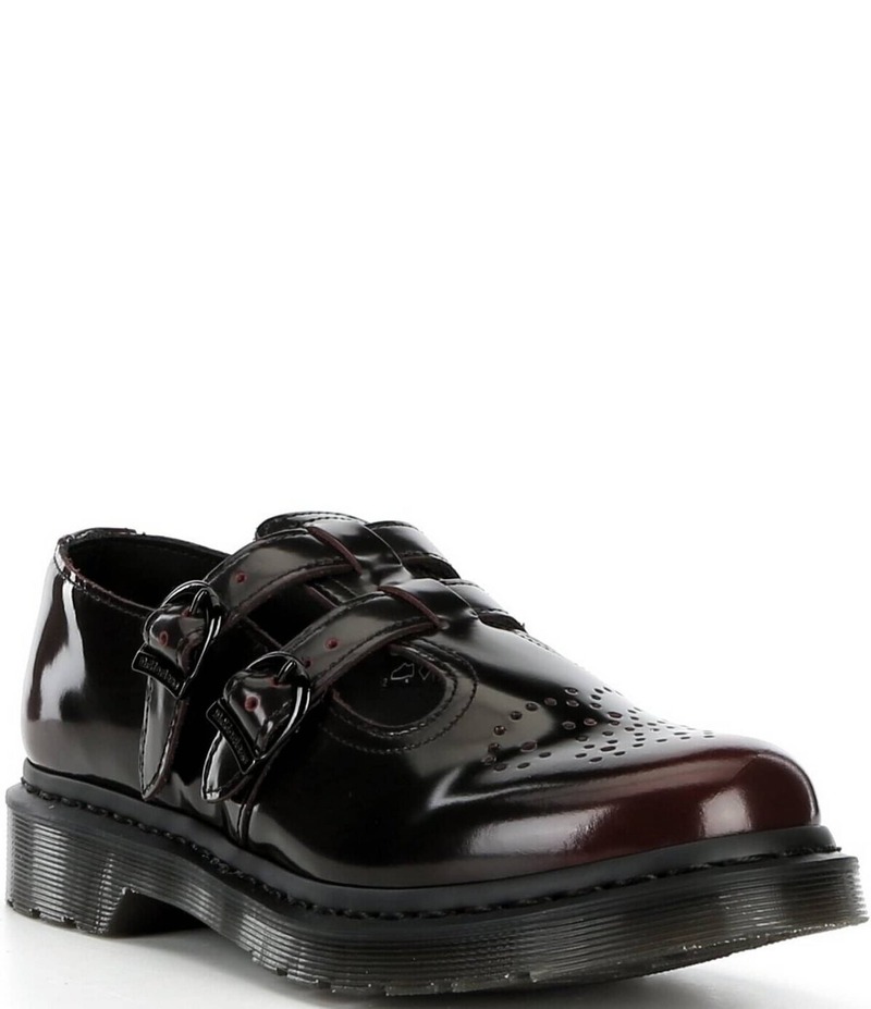 御医者さんマーチン レディース シューズ オックスフォード なめし革 Dr. Martens Women\u0027s 8065 Arcadia Rub Off Leather Mary Jane Oxfords Cherry Red 赤いこと レディース靴-靴-ローファー