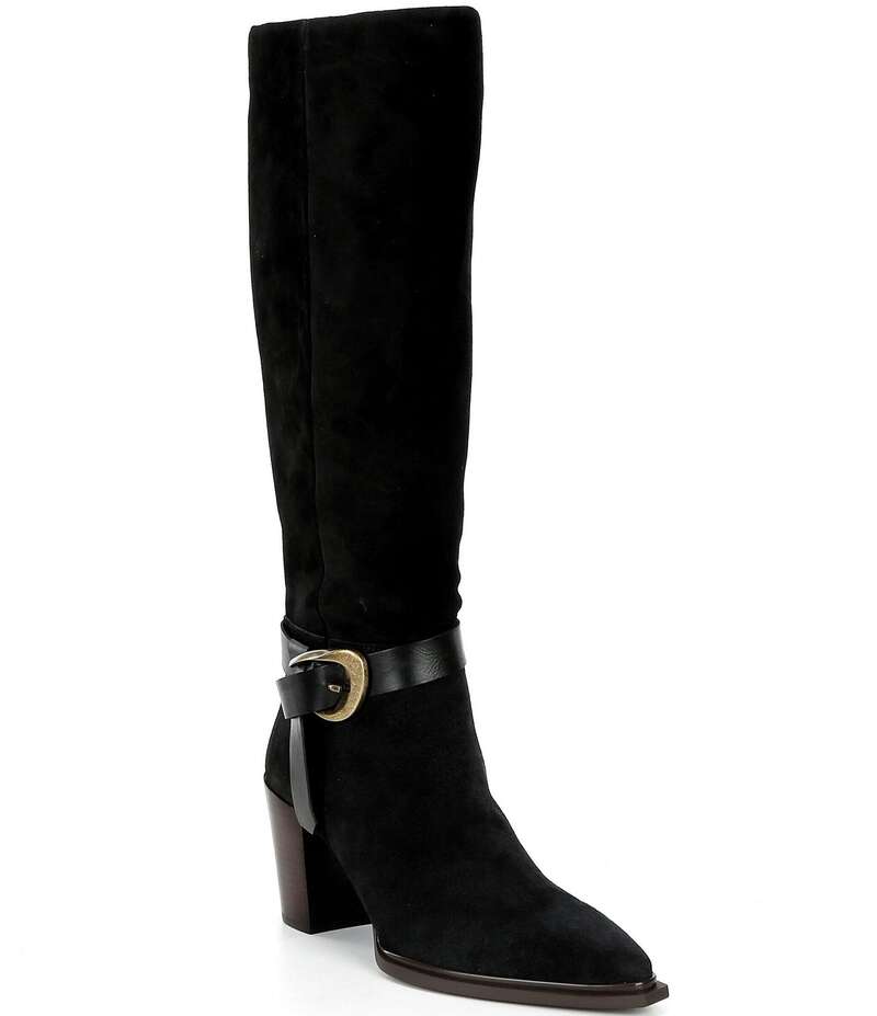 アントニオ メラーニ レディース シューズ ブーツ・レインブーツ スエード ブーツ Antonio Melani Greer Suede Buckle Hardware Belted Dress Boots Black ブラック|ReVida 店