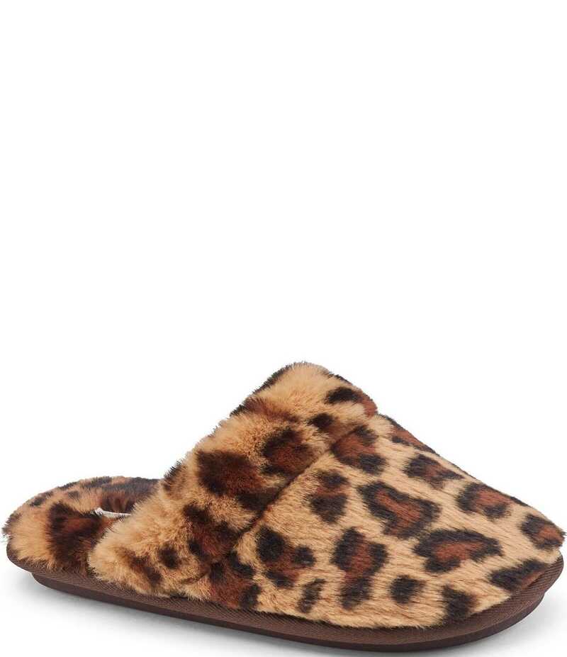 コビアン レディース シューズ サンダル Cobian Minouu Fuzzy Faux Fur Leopard Mule Slippers Leopard 毛の荒物 靴-レディース靴
