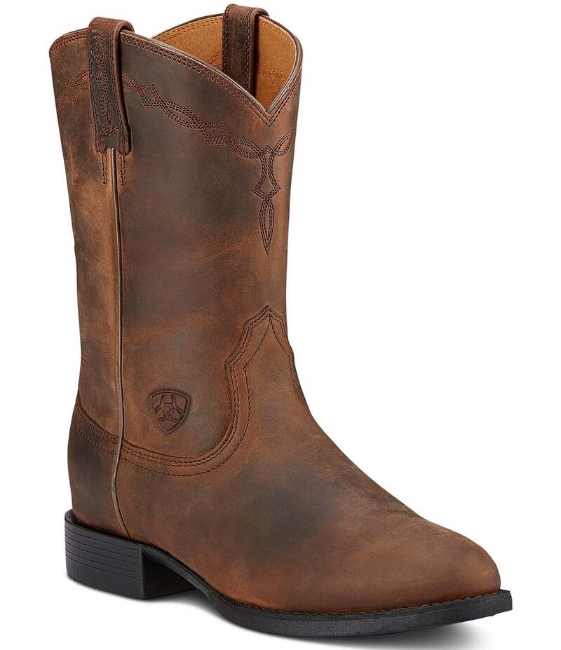 アリアト レディース シューズ ブーツ・レインブーツ レザー Ariat Women's Heritage Roper Leather Mid Calf Western Boots Distressed Brown ブラウン|ReVida 店