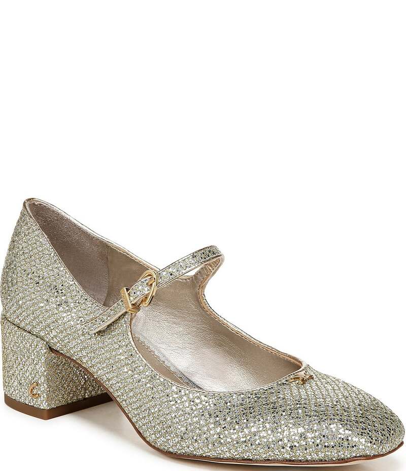 サムエデルマン レディース シューズ 踵 Circus NY by Sam Edelman Eloisa Glitter Fishnet Mary Jane Dress Pumps Silver/Gold ゴールド ミュール-レディース靴