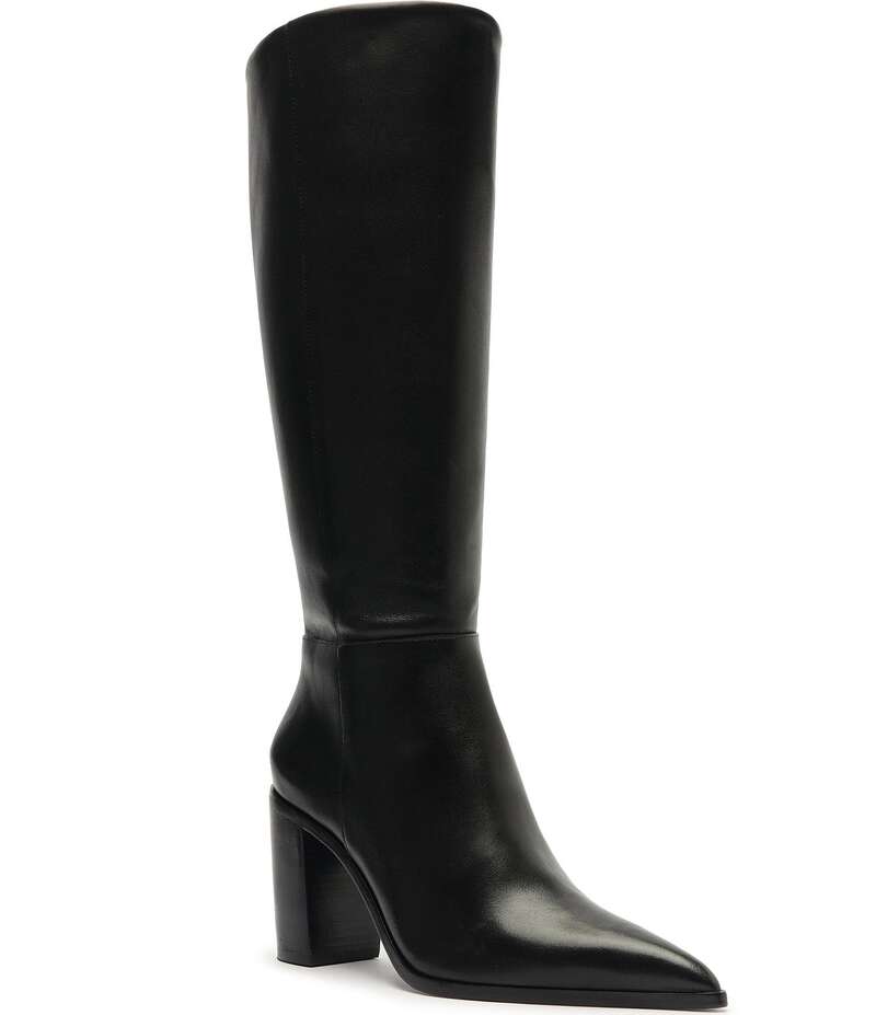 シュッツ レディース シューズ ブーツ・レインブーツ トール ブーツ レザー ヒール Schutz Mikki Up Leather Block Heel Tall Boots Black ブラック