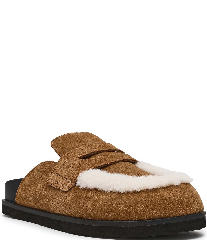 スティーブ マデン レディース シューズ パンプス プラットフォーム スエード Steve Madden Tomlin Suede Faux Fur Platform Clogs Chestnut｜ReVida 店